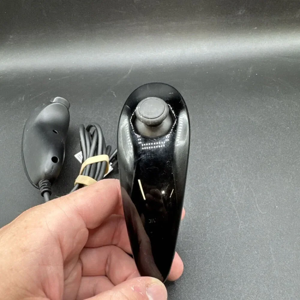 Nintendo Wii Controller OEM Black Nunchucks Set of 2 Tested And Working